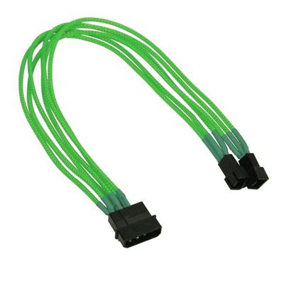 Nanoxia 4-Pin Molex auf 2 x 3-Pin Adapter - 30 cm - neon-grün