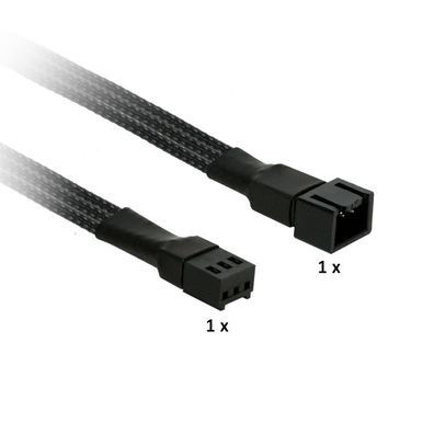 Nanoxia 3-Pin Molex Verlängerung - 30 cm - schwarz