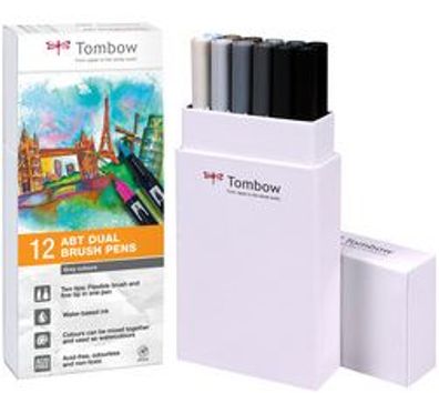 Tombow Doppelfasermaler "DUAL BRUSH PEN ABT", Grautöne