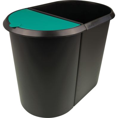 helit H6103994 Papierkorb Duo-System oval PE schwarz/gr?ün
