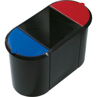 helit H6103597 Papierkorb Trio-System oval PE schwarz/rot/blau