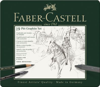 FABER-CASTELL PITT Graphite Set medium, 18-teiliges Etui