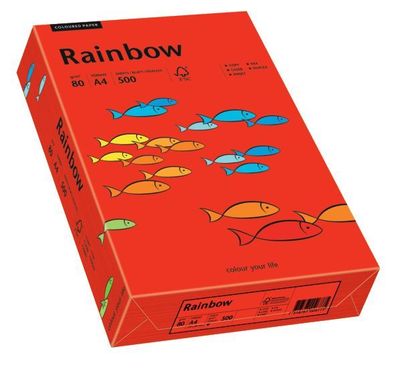 Papyrus 88042475 Rainbow Intensiv A4, 80 g/qm, intensivrot, 500 Blatt