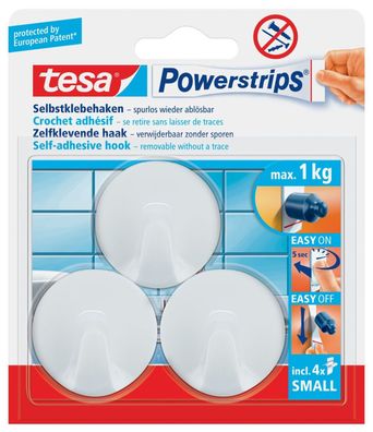 tesa Powerstrips Haken SMALL Rund, weiá