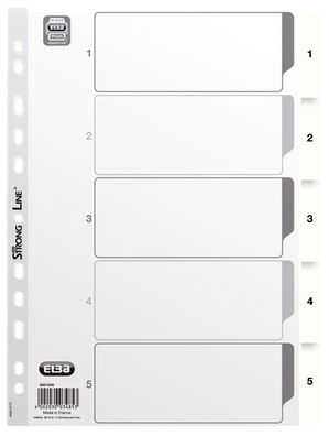 Elba 400013946 Zahlenregister - PP-Folie, 1 - 5, A4, 5 Blatt