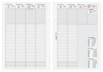 Bind® 250818 Ersatzkalendarium "Wochenplan" - A5, 1 Woche / 2 Seite