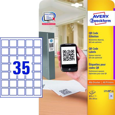 AVERY Zweckform QR Code Etiketten, 35 x 35 mm, quadratisch