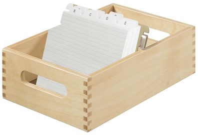 HAN 506-0 Karteitrog aus Holz DIN A6 quer, für max. 900 Karten, Holz natur