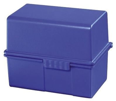 HAN 978-14 Karteibox DIN A8 quer - für 200 Karten mit Stahlscharnier, blau