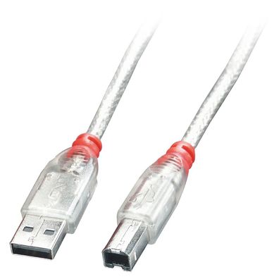 Lindy 41751 USB 2.0 Kabel Typ A/B, transparent, 0,5m Typ A/B M/M
