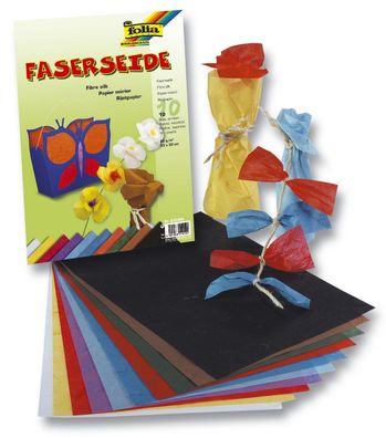 Folia 910409 Strohseide - 23 x 32 cm, 10 Bogen, farbig sortiert