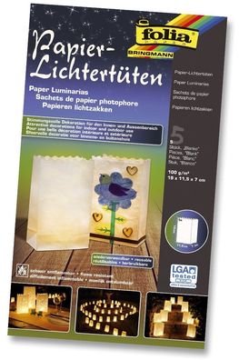 Folia 11900 Lichtertüte - 5 Stück, 19x11,5x7 cm, blanko