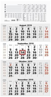 4-Monats-Wandkalender 959 - 33 x 63,5 cm, schwarz/rot