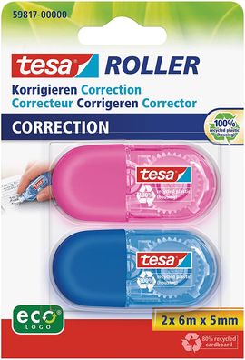 tesa 59817-00000-00 Korrigier-Roller rosa und blau 2x 6mx5mm
