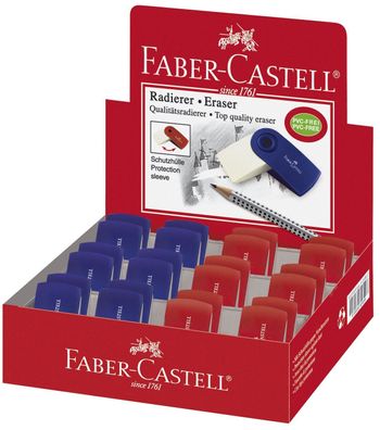 Faber-Castell 182411 Radierer SLEEVE mini, Farbe: brombeer / blau sortiert