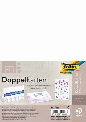 Folia 8666 Blankokarte - A6 hoch, doppelt, 190g, weiß