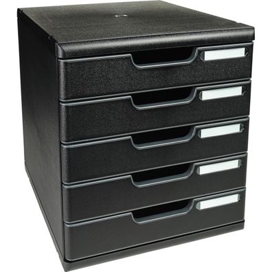 Exacompta Schubladenbox MODULO A4 ECOBlack, 5 Sch?be, chwarz
