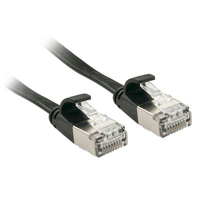 Cat.6A U/FTP Flachband-Patchkabel. schwarz. 2.00m