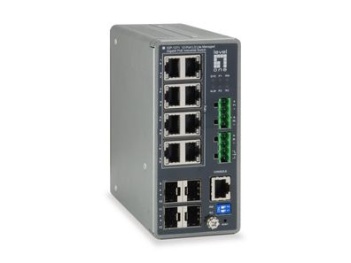 Levelone Industrial Switch 12-Port L3 Lite Gigabit PoE 240W