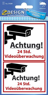 Avery Zweckform® 59389 Warnetikett Videoüberwacht wetterfest(S)