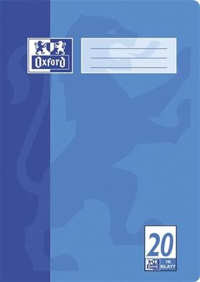 15x Oxford 100050306 Schulheft DIN A4 Lineatur 20 blanko 16 Blatt