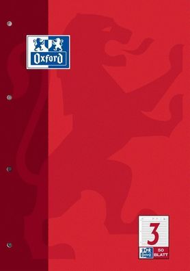 5x OXFORD 100050342 Lineatur 3 Arbeitsblock DIN A4 50 Blatt