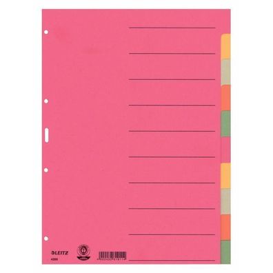 15x LEITZ 4359-00-00 Karton-Register extrastark blanko A4 10-teilig