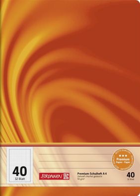 Brunnen 104444002 Schulheft Vivendi A4 5 mm kariert mit Umrandung, Lin. 40 orange