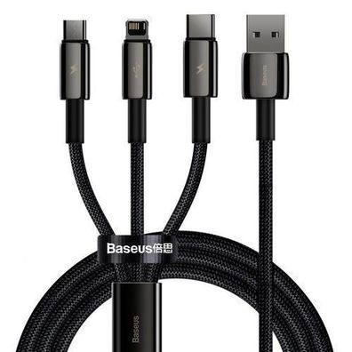 Baseus Tungsten 3-in-1 USB Ladekabel: USB-C / Lightning / micro USB, 3,5 A, 1,5