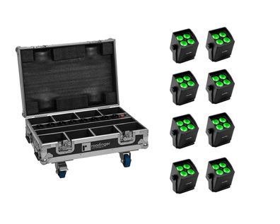 Eurolite Set 8x AKKU Mini IP UP-4 QCL Spot MK2 + Case mit Ladefunktion