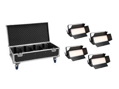 Eurolite Set 4x LED PLL-576 CW/WW Panel + Case mit Rollen