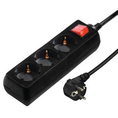 ama 108835 3-fach Steckdosenleiste mit Schalter 5,0 m schwarz
