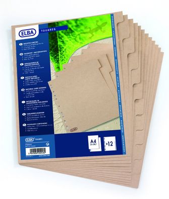 20x ELBA 100204955 Karton-Register Touareg blanko DIN A4 12-teilig