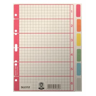 25x Leitz 4355-00-85 4355 Register blanko Karton farbig bedruckt A5 6 Blatt