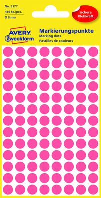 10x Avery Zweckform® 3177 Markierungspunkte Ø 8 mm 4 Blatt/416 Etiketten leuchtrot(T)