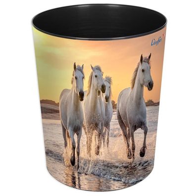 Läufer 26666 Papierkorb Pferde am Strand, 13L, Ø 30cm, rund
