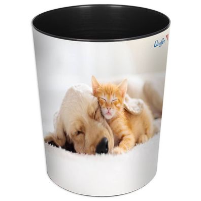 Läufer 26667 Papierkorb Hund und Katze, 13L, Ø 30cm, rund