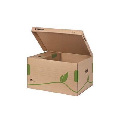 10x Esselte 623918 Archiv Container ECO mit Deckel Karton naturbraun