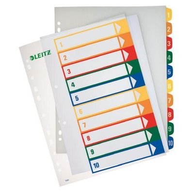 5x Leitz 1293-00-00 Zahlenregister PP blanko bedruckbar A4 Überbreite 10 Blatt farbig