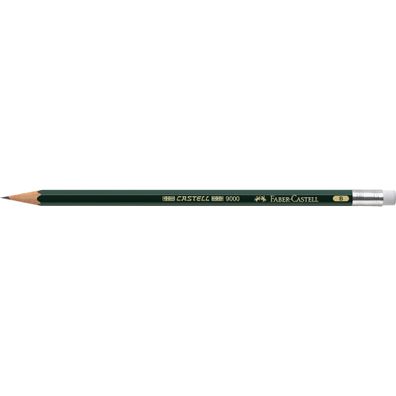 Faber Castell Bleistift 9000 B grün mit Gummitip