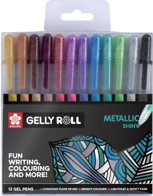 SAKURA Poxpgbmet12 Gel-Tintenroller Gelly Roll Metallic 12er Etui