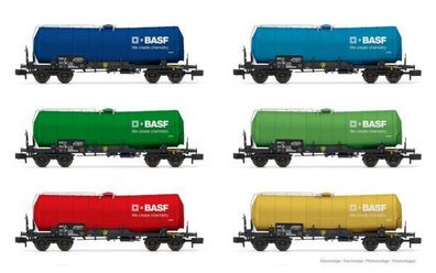 Arnold HN6541 D-BASF, 6-tlg. Display 4-achs. Kesselwg. Spur N