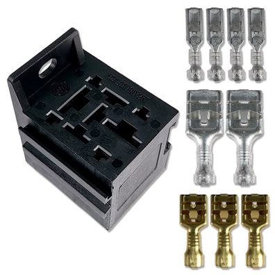 Relaissockel Satz | 9-polig | Multi Relais | Schwarz | inkl. Terminals