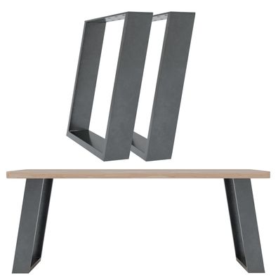 HAGO® Tischkufen 2er Set Tischbeine schräg 80° 40x43cm Grau Stahl Bankfüße Kufen