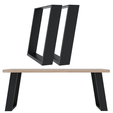 HAGO® Tischkufen 2er Set Tischbeine schräg 80° 40x43cm Schwarz Stahl Bankfüße