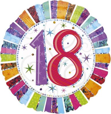 amscan® 1606701 Folienballon Zahl 18 - Ø 45 cm