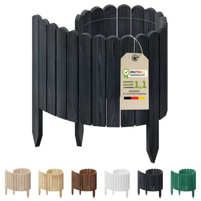 Rasenkante Beeteinfassung 1 m Holz Rollzaun Gartenzaun Flexibler Zaun Umzäunung