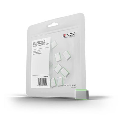 Lindy 40438 Lindy USB Typ C Port Schloss grün 10 Stück