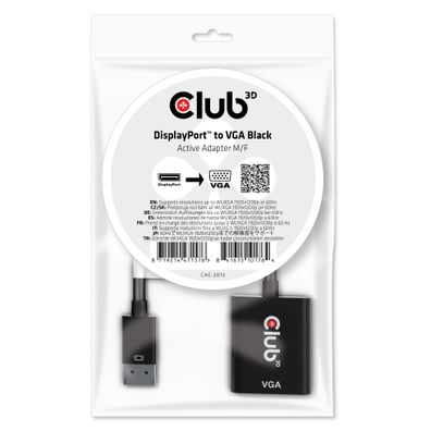 Club 3D CAC-2013 Club3D Adapter DisplayPort > VGA aktiv St/Bu schwarz Polybeutel