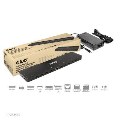 Club 3D CSV-1566 Club3D 4K ChargingDock USB-C ->6xUSB3/DP/2xHDMI/LAN 120W retail